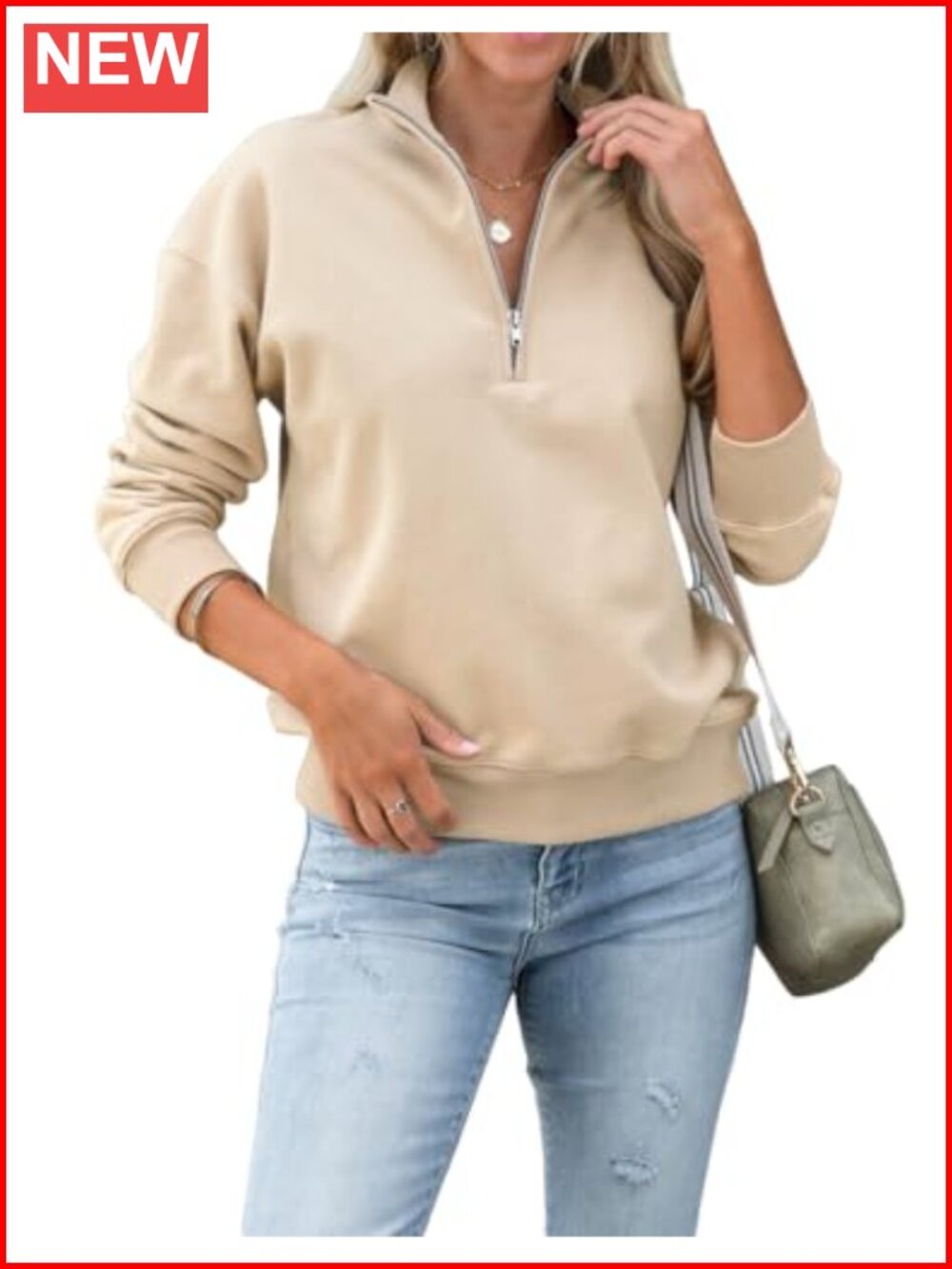 Womens Quarter Zip Pullover Casual Slim Fit Sweatshirt Long Sleeve Ribbed